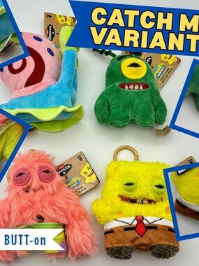 CATCH ME Fuggler x Spongebob 5" Collectible Plush Clip *Blue Button Variant* NWT